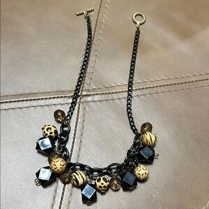 Black and Gold Charm Necklace